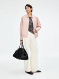 High-Density Cotton Twill Harrington Jacket | Washed-Crinkle Texture | Contrast Lining and Sword-Tip Cuffs | Women Jacket | MRS Studios