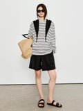 Relaxed Wide-Fit Long-Sleeve T-Shirt | Japanese Cotton | Soft & Breathable Striped Design | MRS Studios