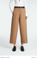 Australian Wool Nine-Tenths Wide-Leg Pants | Structured Cropped Cut | Refined Tailored Silhouette | Women Pants | MRS Studios