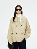 Lightweight Double-Breasted Short Trench Coat | SUPIMA Cotton | Oversized Lapel & Relaxed Modern Silhouette | MRS Studios