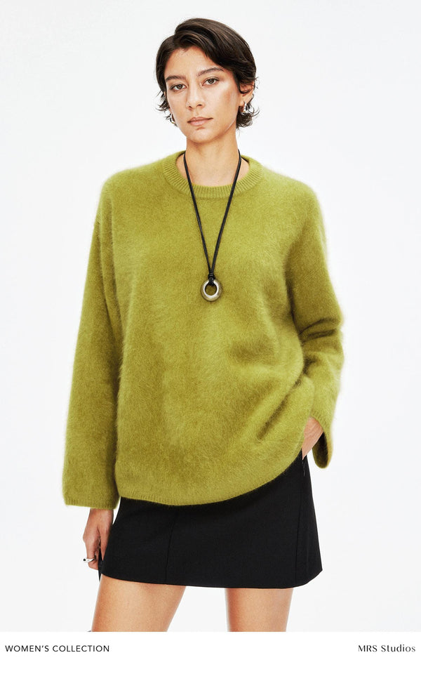 Pure Cashmere Women’s Sweater | A-level Cashmere | Round Neck | Long Sleeve Oversized Fit | MRS Studios