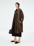 Ultra-Thin Lambskin Trench Coat | Grade-A Uncoated Leather | Relaxed Long Silhouette | Women Coat | MRS Studios