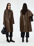 Ultra-Thin Lambskin Trench Coat | Grade-A Uncoated Leather | Relaxed Long Silhouette | Women Coat | MRS Studios