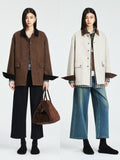 British Harris Tweed Wool Jacket | Barn Coat with Corduroy Collar | MRS Studios