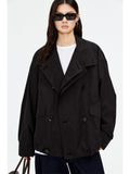 Lightweight Double-Breasted Short Trench Coat | SUPIMA Cotton | Oversized Lapel & Relaxed Modern Silhouette | MRS Studios