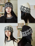British Wool Pullover & Hat Set | Scotland-Inspired Design | Retro Geometric Jacquard Knit Sweater | Fair Island Style | MRS Studios