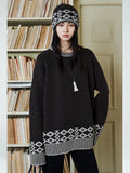 British Wool Pullover & Hat Set | Scotland-Inspired Design | Retro Geometric Jacquard Knit Sweater | Fair Island Style | MRS Studios