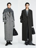 British Melton Warm Coat | UK Harris Tweed & Moon Wool | Classic H-Silhouette Overcoat | Double-Breasted Suit Coat | MRS Studios