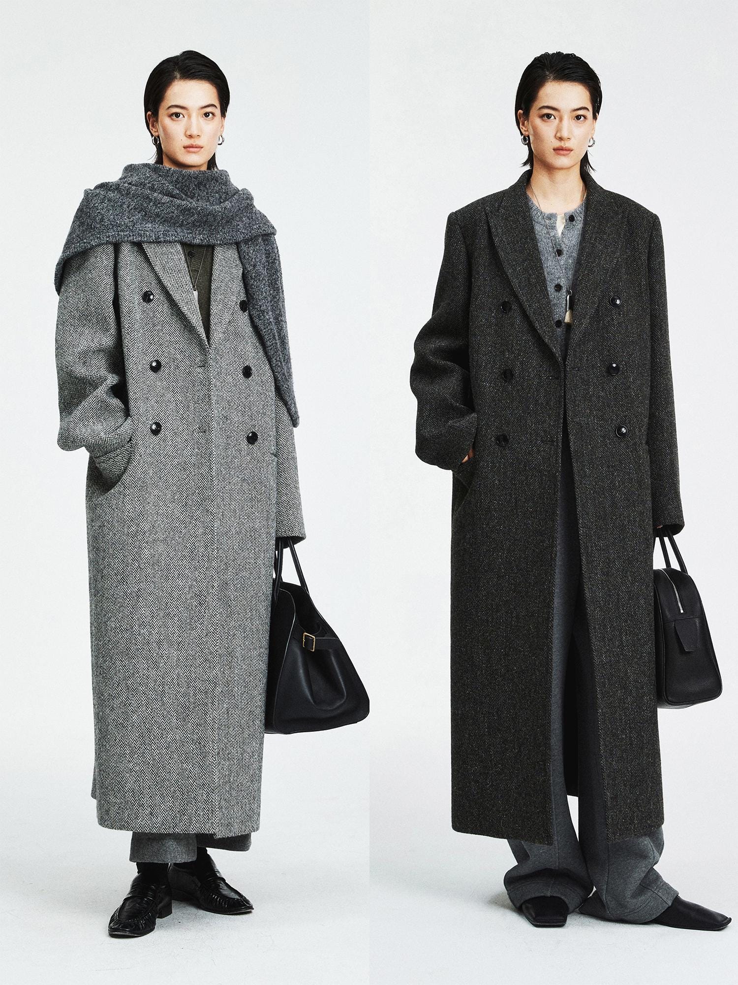 British Melton Warm Coat | UK Harris Tweed & Moon Wool | Classic H-Silhouette Overcoat | Double-Breasted Suit Coat | MRS Studios