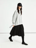 Women’s Retro Pleated Midi Skirt | Wool-Linen Blend with Bamboo Knot Texture | Classic A-Line Wide Pleats | MRS Studios