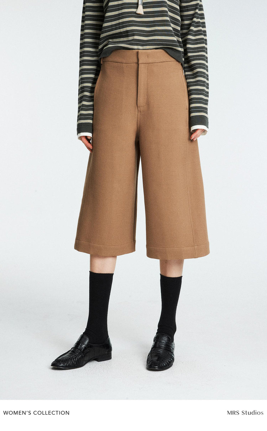 Australian Wool Seven-Tenths Wide-Leg Pants | Cropped Mid-Calf Cut | Refined Relaxed Silhouette | Women Pants | MRS Studios