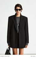 Women’s Suit Jacket with Flat Collar | Italian Marzotto Fine Wool Blazer | Classic H-Silhouette | MRS Studios