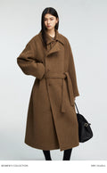 Long Alpaca Wool Blend Coat | Double Breasted | Loose Fit with Wide Lapel | Drop Shoulder Design | Women Coat | MRS Studios