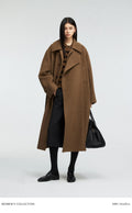 Long Alpaca Wool Blend Coat | Double Breasted | Loose Fit with Wide Lapel | Drop Shoulder Design | Women Coat | MRS Studios