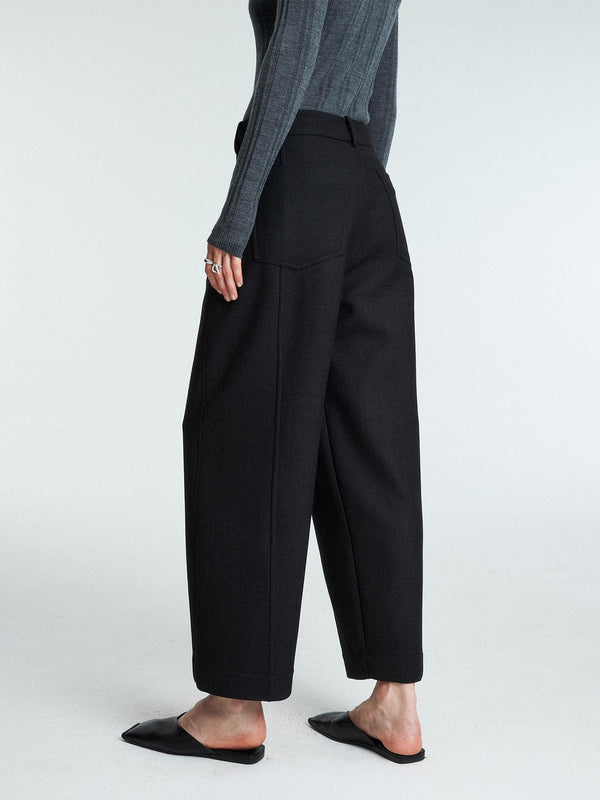 Australian Wool Nine-Tenths Wide-Leg Pants | Structured Cropped Cut | Refined Tailored Silhouette | Women Pants | MRS Studios