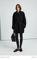Medium Asymmetric Toggle Wool Coat | Wooden Horn Buttons | Stand & Fold Collar Design | Mid-Length | Structured Oversized Fit | MRS Studios