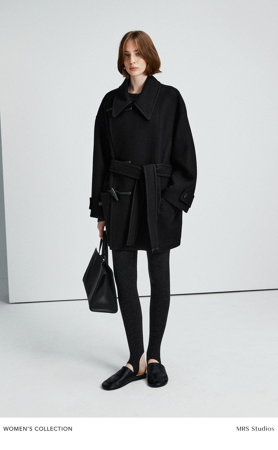 Medium Asymmetric Toggle Wool Coat, view 2