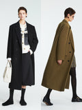 Long Cashmere Wool Blend Coat | H-Line Double Breasted Design | Straight Fit with Notch Lapel | Women Coat | MRS Studios
