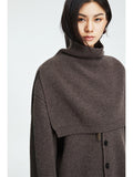 Italian Merino Wool Cardigan and Cape Set | V-Neck Ribbed Knit | Soft Lofty Texture | Women Knitwear | MRS Studios