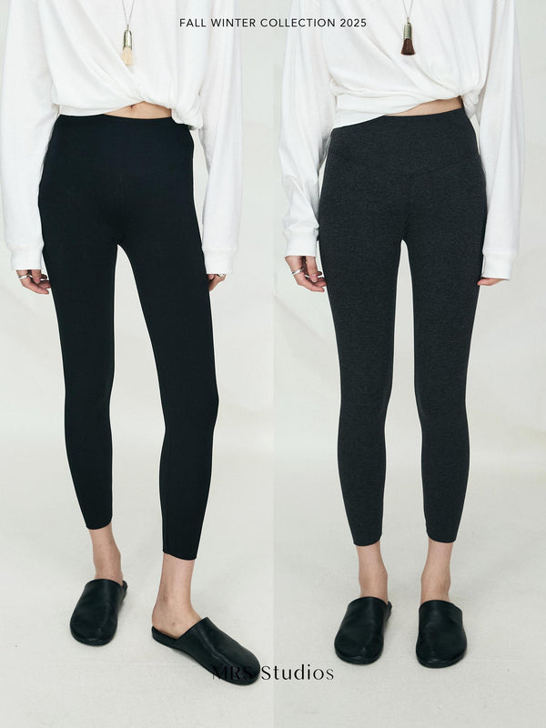 Cotton Thermal Leggings | High Stretch Air-Layer | Elastic Sculpting Base Pants | Winter Essential | MRS Studios