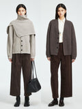 Italian Merino Wool Cardigan and Cape Set | V-Neck Ribbed Knit | Soft Lofty Texture | Women Knitwear | MRS Studios