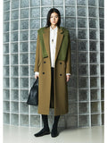 Long Cashmere Wool Blend Coat | H-Line Double Breasted Design | Straight Fit with Notch Lapel | Women Coat | MRS Studios