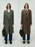 Italian ANGELICO 100% Wool Long Coat | Double-Breasted Tailored Overcoat | Timeless Minimalist Design | MRS Studios