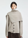 Italian Merino Wool Cardigan and Cape Set | V-Neck Ribbed Knit | Soft Lofty Texture | Women Knitwear | MRS Studios