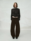 Curved Seam Cotton Jeans | Adjustable Waistband | Asymmetric Design | Straight-Leg Pants | Women Pants | MRS Studios