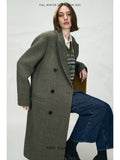 Italian ANGELICO 100% Wool Long Coat | Double-Breasted Tailored Overcoat | Timeless Minimalist Design | MRS Studios