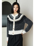 Fair Isle Mohair Wool Sweater / Cardigan | Geometric Pattern | Soft Fluffy Knit | Christmas Atmosphere | MRS Studios