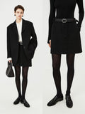 Italian Wool Textured Blazer & Mini Skirt Set | Three-Button Tailored Jacket | Vintage Tweed | Women Suit Set | MRS Studios