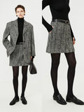 Italian Wool Textured Blazer & Mini Skirt Set | Three-Button Tailored Jacket | Vintage Tweed | Women Suit Set | MRS Studios