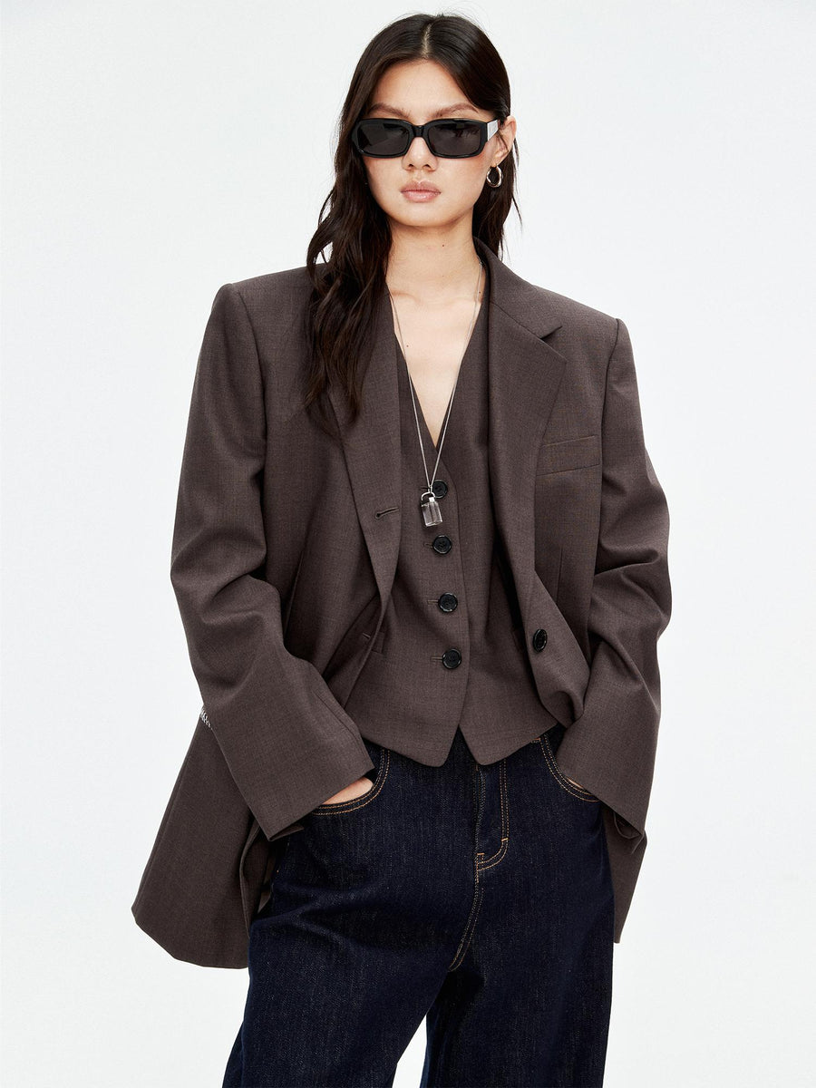 Silk Wool Blend Blazer, view 3