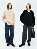 Wool Cashmere Blend Sweater | Relaxed V-Neck Pullover | Soft & Lofty Texture | Women Knitwear | MRS Studios