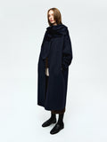 Wool Cashmere Double-Faced Coat | Minimal Cocoon Silhouette | Rounded Scarf | Long Wool Coat | MRS Studios