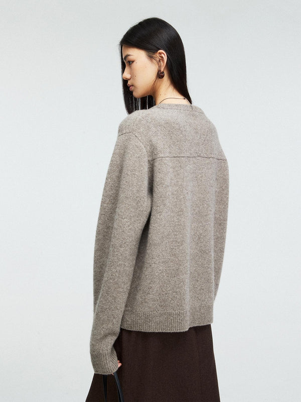 Yak Wool Blend Knit Set | Crewneck Sweater, Dress and Hooded Scarf | Soft Lofty Texture | Women Knitwear | MRS Studios