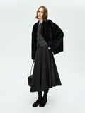 Herringbone Wool A-Line Midi Skirt | Structured Flared Silhouette | High-Waist Design | Women’s Skirt | MRS Studios