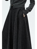 Herringbone Wool A-Line Midi Skirt | Structured Flared Silhouette | High-Waist Design | Women’s Skirt | MRS Studios