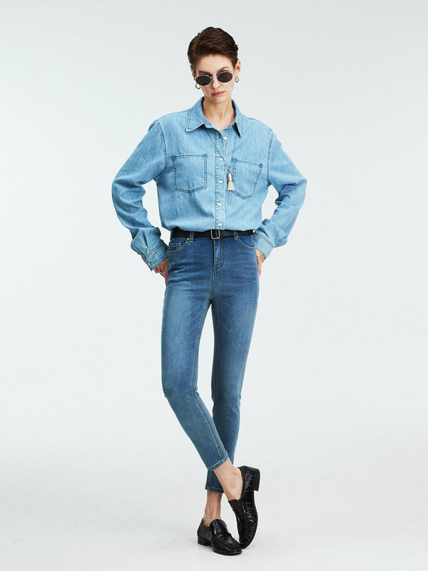 Classic Pencil Fit Fleece-Lined Skinny Jeans | High-Stretch Lycra Denim | Soft Comfort Stretch | Women Jeans | MRS Studios