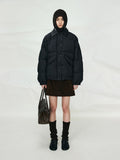 Vintage Short Puffer Jacket with Shearling Leather Collar | 90% White Goose Down Coat | Winter Warm Jacket | MRS Studios