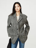 Italian Wool Textured Blazer & Mini Skirt Set | Three-Button Tailored Jacket | Vintage Tweed | Women Suit Set | MRS Studios