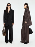 Silk Wool Blend Blazer | Structured Straight Fit | Contrast Stitch Lapel | Women’s Blazer | MRS Studios