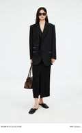Silk Wool Blend Blazer | Structured Straight Fit | Contrast Stitch Lapel | Women’s Blazer | MRS Studios