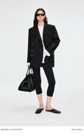 Silk Wool Blend Blazer | Structured Straight Fit | Contrast Stitch Lapel | Women’s Blazer | MRS Studios