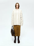 Aran-Knit Wool Cardigan | Textured Knit | Speckled Yarn | Irish Style | Women’s Wool Sweater | MRS Studios