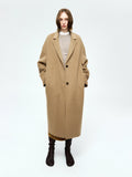Wool Cashmere Double-Faced Coat | Minimal Cocoon Silhouette | Rounded Scarf | Long Wool Coat | MRS Studios