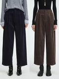 High Waist Cotton Corduroy Trousers | Vintage Barrel Tapered Leg | Elastic Waistband | Casual Style Pants | MRS Studios