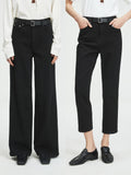 Fleece-Lined Black Denim Pants | 9-Length Straight Leg & Full-Length Wide Leg | BLACKMAX Stretch Fabric | MRS Studios