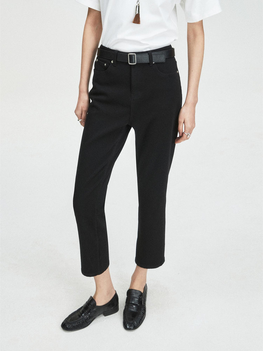 Fleece-Lined Black Denim Pants | 9-Length Straight Leg & Full-Length Wide Leg | BLACKMAX Stretch Fabric | MRS Studios